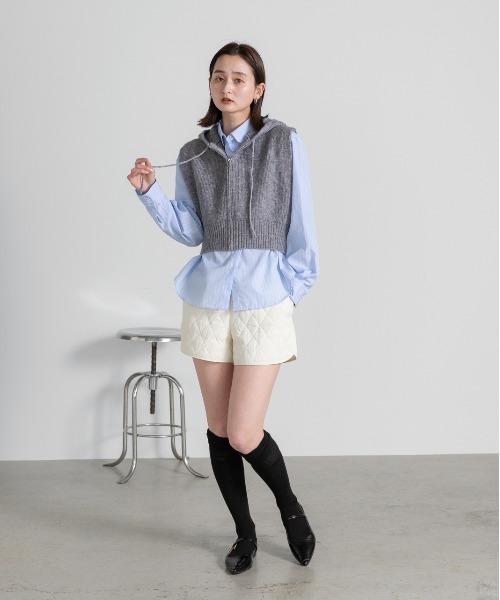 ad thie（アドティエ） ベスト ジレ フード付き ジップアップ ニット