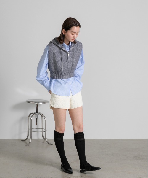 ad thie（アドティエ） ベスト ジレ フード付き ジップアップ ニット