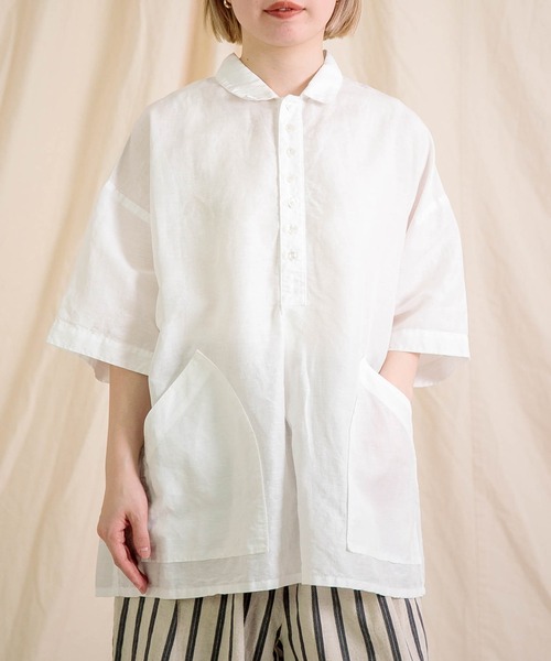 ブラウス シャツ 「Brocante / ブロカント」 綿麻ポプリン ギャルソンシャツ レディース Brocante ブラウス シャツ 「Brocante / ブロカント」 綿麻