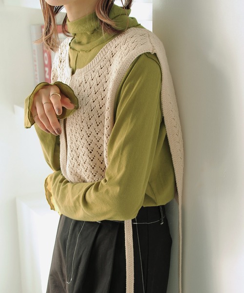 「Crisp」 ニットベスト FREE アイボリー レディース_画像7