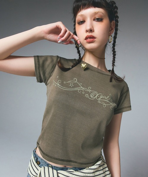 国内配送★X-girl★ベビーTシャツ オーナメントライン ロゴT X-girl tシャツ ORNAMENT LINE LOGO S/S BABY TEE レディース
