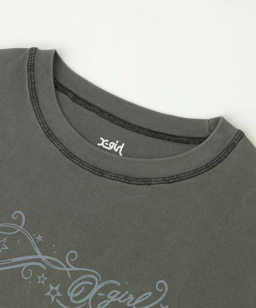 X-girl tシャツ ORNAMENT LINE LOGO S/S BABY TEE レディース