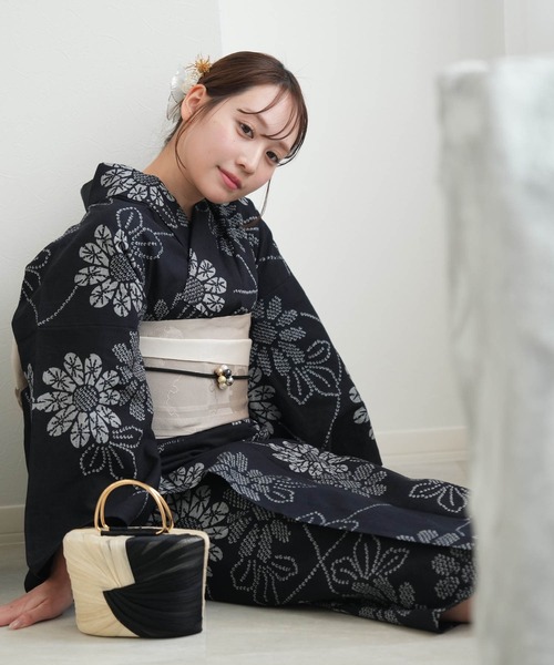 未使用 注染浴衣 手縫いあり レディース 浴衣 綿 大人 utatane 浴衣 手染め注染浴衣3点セット utatane×注染工房 赤坂紬