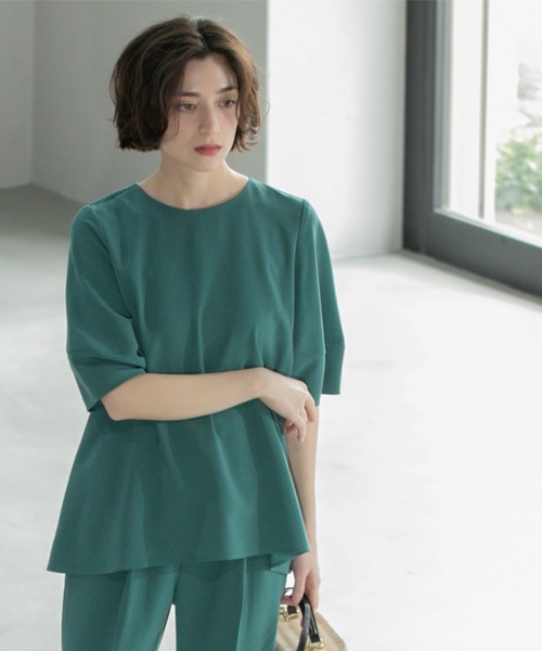 ニコ　ペプラム OPAQUE.CLIP ブラウス シャツ 「6色展開」ストレッチペプラム