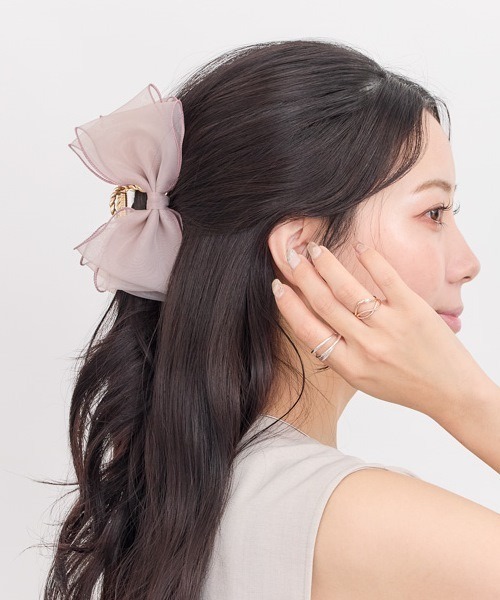Heartdance ヘアクリップ ボリュームオーガンジーリボンバンス