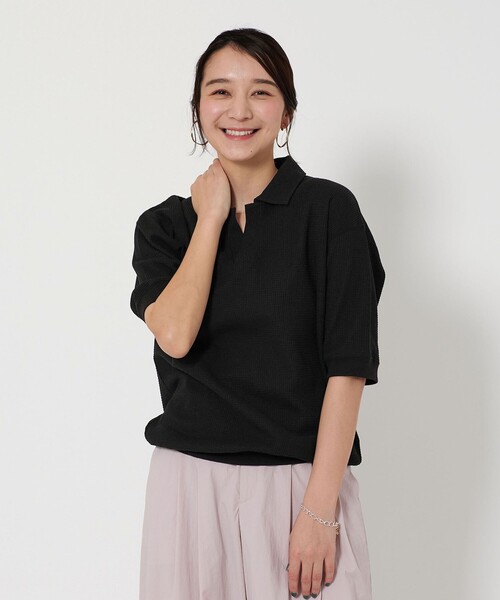 UNITED ARROWS スキッパー　ポロシャツ　ブラウン UNITED ARROWS｜【別注】<LACOSTE> ボーダー スキッパー
