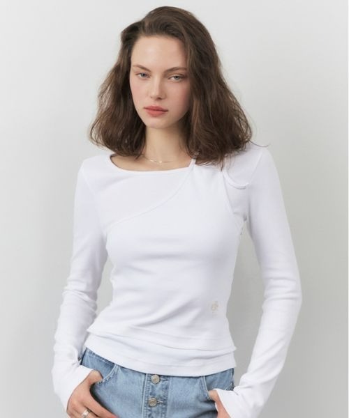 tシャツ UNBALANCED LAYERED LONG SLEEVE T-SHIRT レディース