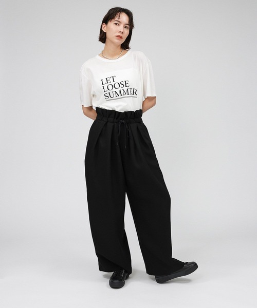 レディース ドロストパンツ Re:EDIT ワイドパンツ レディース パンツ リラックスパンツ