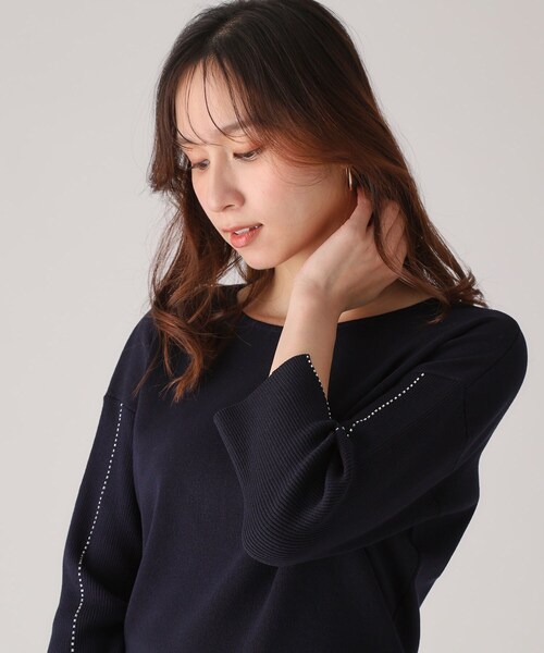 COUP DE CHANCE / クードシャンス 【洗える】ビーズ刺しゅうニットトップス COUP DE CHANCE ニット セーター 「洗える」ビーズ刺しゅう