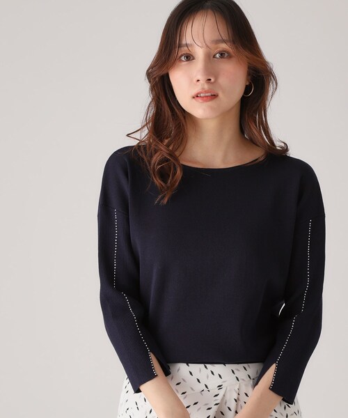 COUP DE CHANCE ニット セーター 「洗える」ビーズ刺しゅう