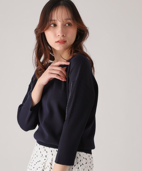 ニット セーター 「洗える」ビーズ刺しゅうニットトップス レディース COUP DE CHANCE ニット セーター 「洗える」ビーズ刺しゅう