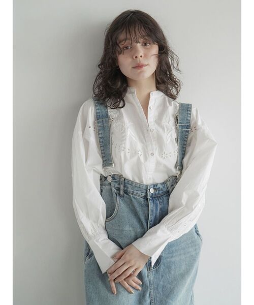 ブラウス シャツ Dolman sleeve embroidered blouse レディース