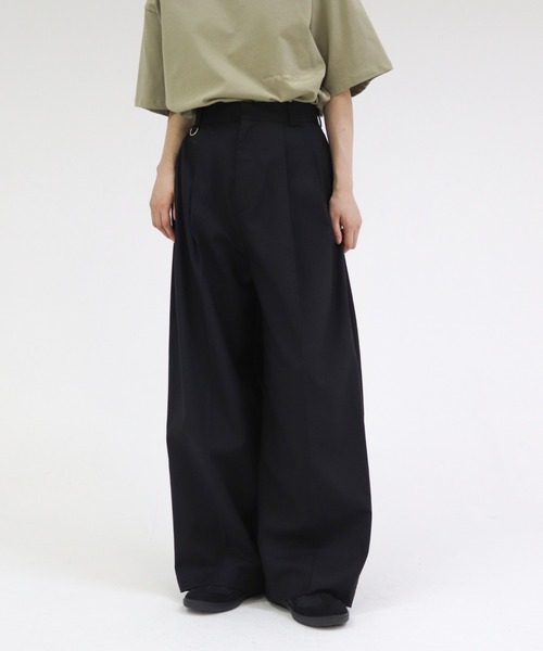 lit ワイドパンツ スラックス パンツ D Ring Tuck Pants レディース