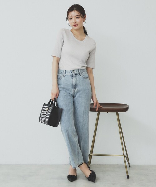 tシャツ カラーニットリブTシャツ レディース Tシャツ レディース 無地 ニット リブニット ノースリーブ