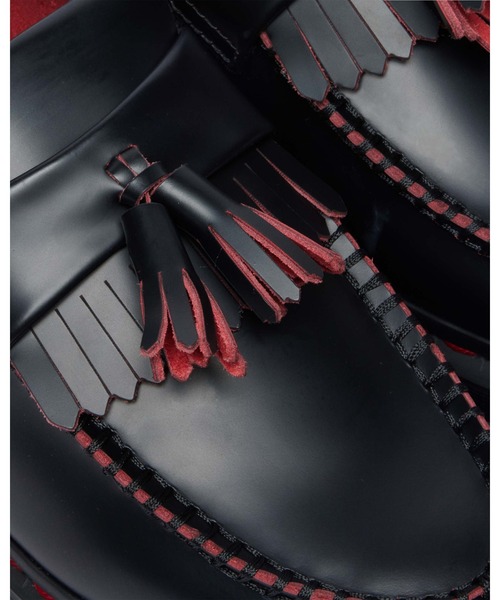 Dr. Martens フリンジ付きローファー 黒赤 26cm Dr.Martens 未使用 ドクターマーチン UK6 タッセルローファー