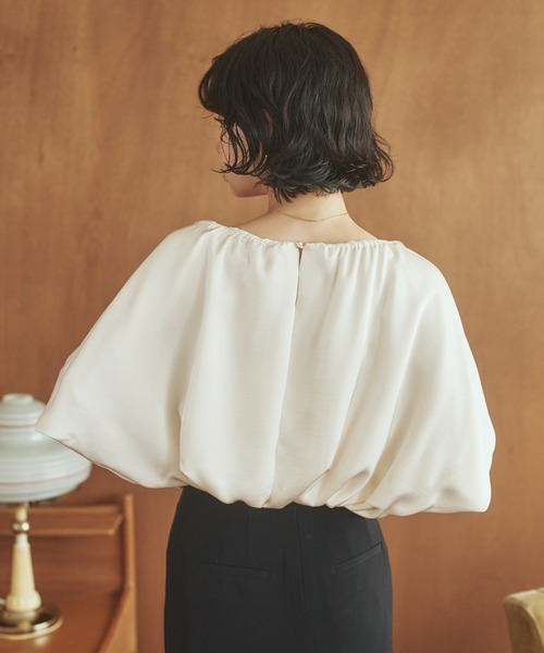 ブラウス シャツ satin balloon sleeve blouse /サテンバルーン