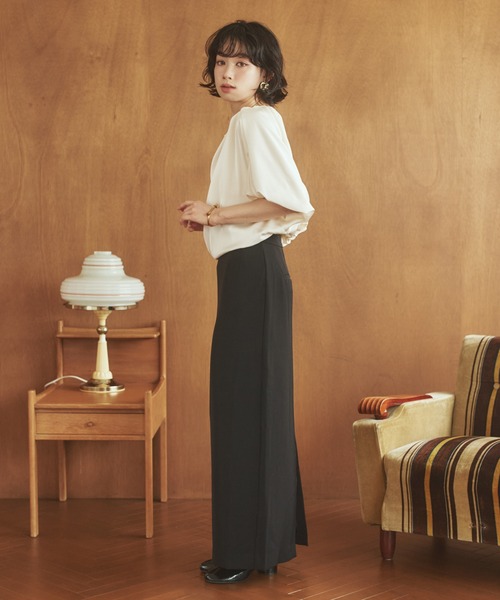 ブラウス シャツ satin balloon sleeve blouse /サテンバルーン