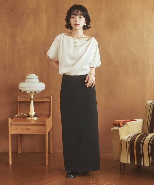 ブラウス シャツ satin balloon sleeve blouse /サテンバルーン