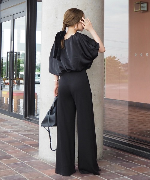ブラウス シャツ satin balloon sleeve blouse /サテンバルーン