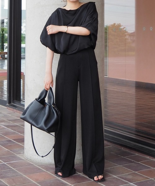 ブラウス シャツ satin balloon sleeve blouse /サテンバルーン