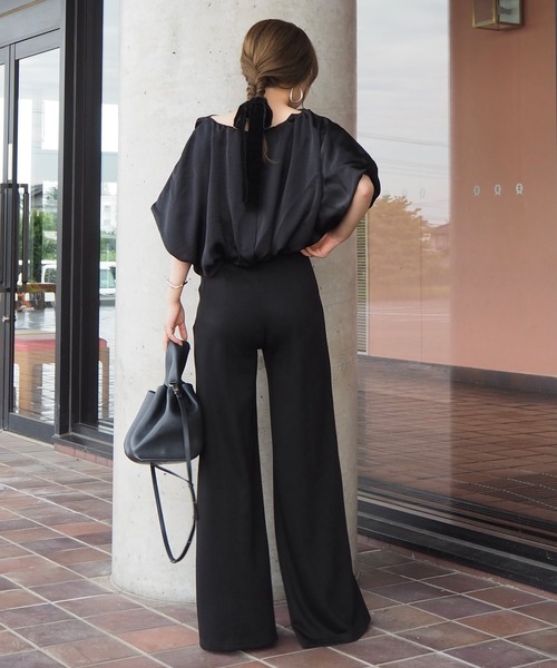 ブラウス シャツ satin balloon sleeve blouse /サテンバルーン