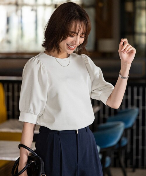 ANY SIS（エニィスィス） tシャツ 半袖 シャイニーラメパフスリーブ