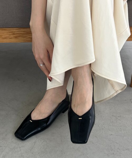 CAPRICIEUX LE'MAGE スクエアステッチフラットシューズ CAPRICIEUX LE'MAGE パンプス スクエアステッチフラットシューズ