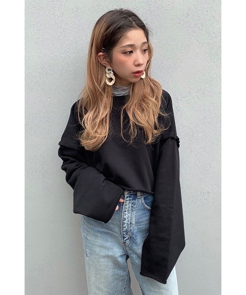 「FREE'S MART」 スウェットカットソー FREE カーキ レディース_画像3