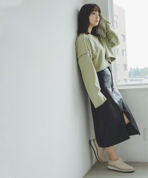 「FREE'S MART」 スウェットカットソー FREE カーキ レディース_画像8