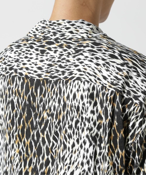 トップス MINEDENIM CDLeopardTrimmingOpen CollarSH MINEDENIM (マインデニム ) Leopard S/S Open Collar SH BRT