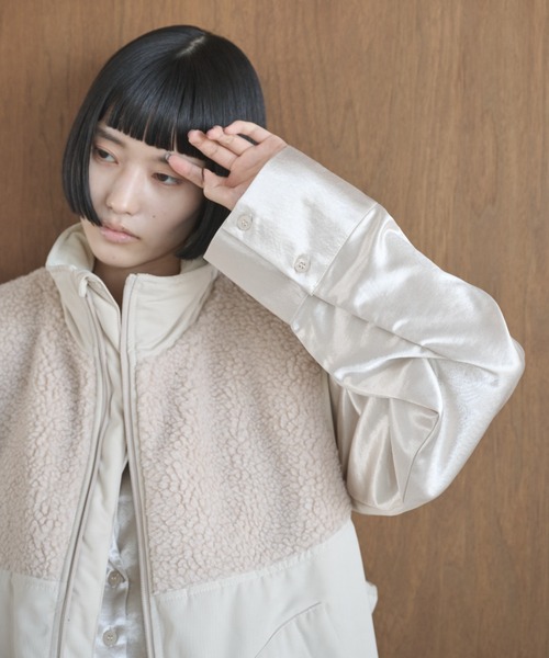 AIC. ベスト ジレ ボア切り替え中綿ダブルジップベスト レディース