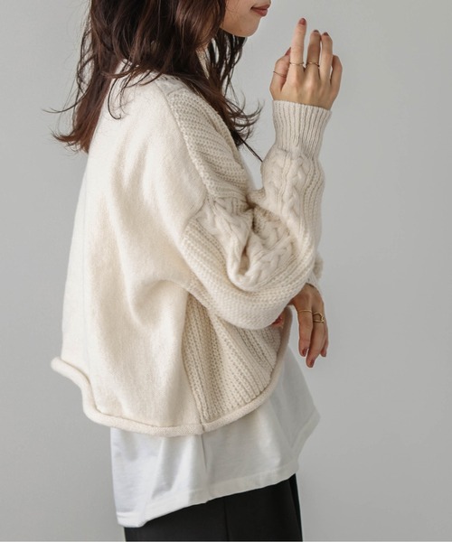 ニット セーター Vデザインケーブル編みニットトップス レディース