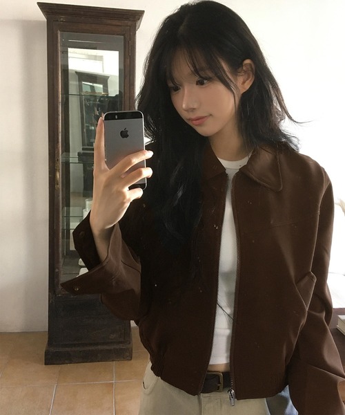 コート アウター ジップアップショートジャケット レディース