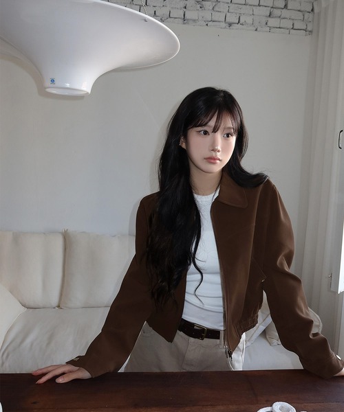 コート アウター ジップアップショートジャケット レディース