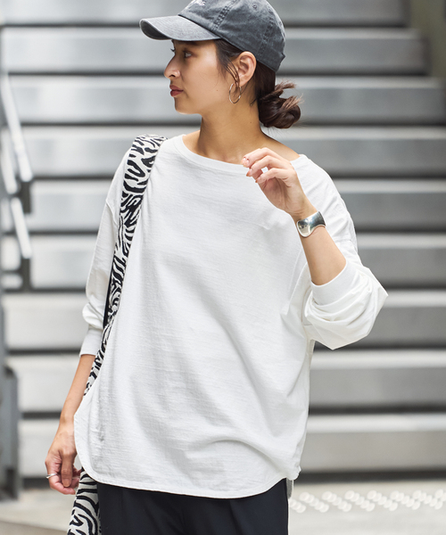 フォーマルリブTシャツ FRAMeWORK tシャツ ラフィボートネックLTee レディース : ZOZOTOWN