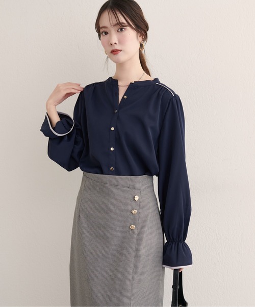 natural couture ブラウス シャツ 「WEB限定」ヨークパイピング