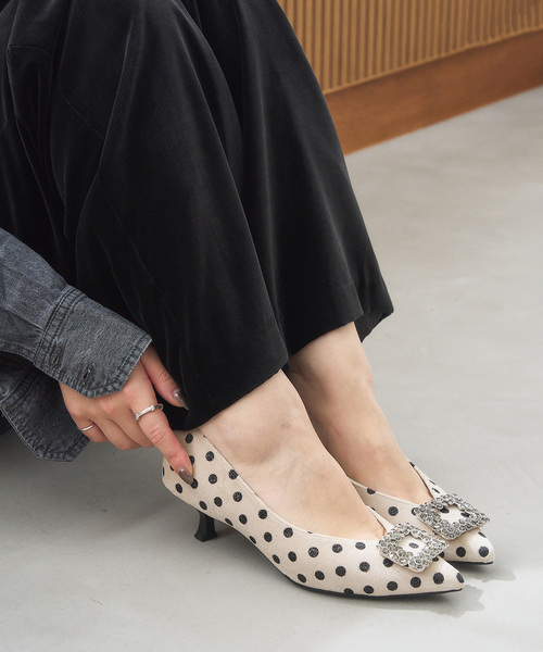 LE TALON（ル タロン） パンプス 4.5cmフラワービジューバックル