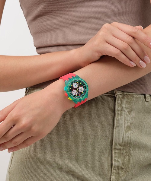 【ショワッチ】. Swatch（スウォッチ） 腕時計 SWATCH NEON EMERALD CHRONO レディース