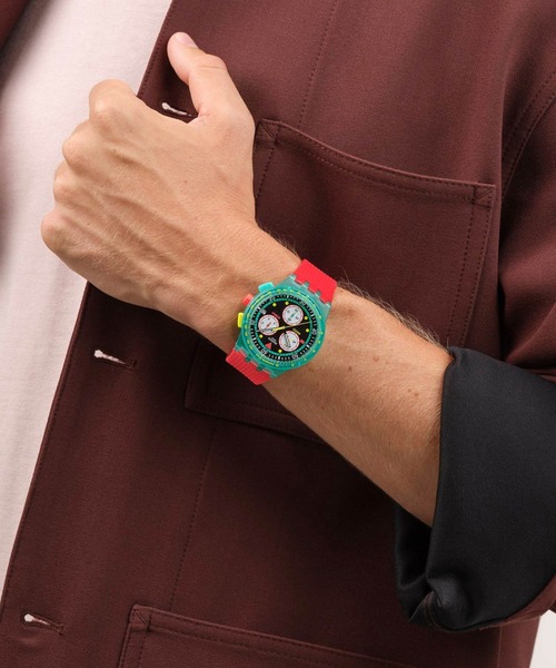 Swatch 腕時計 SWATCH NEON EMERALD CHRONO レディース メンズ