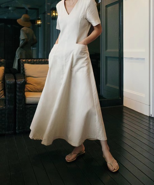 「N.s」 半袖ワンピース FREE ブラック レディース_画像8