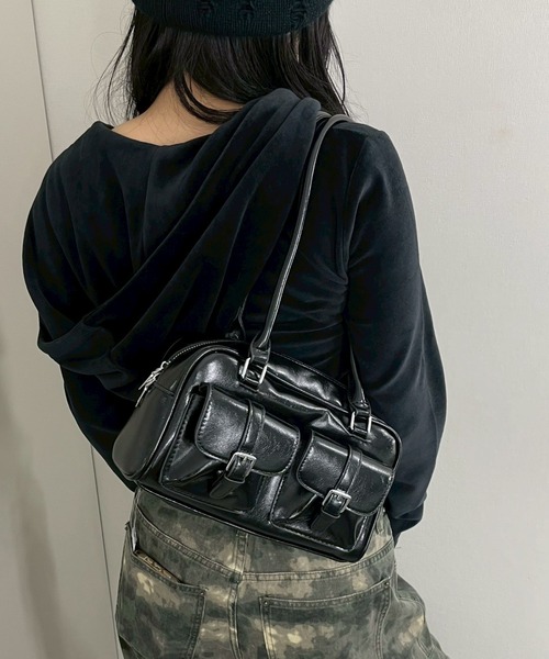 mina perhonen（ミナペルホネン） 刺繍ハンドバッグ - ネイビー