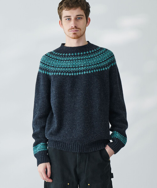 MORRIS&SONS 英国製 ラムウール ニットセーター/2/ダークグリーン系 Morris & Sons（モリスアンドサンズ） セーター ニット MORRIS ＆ SONS