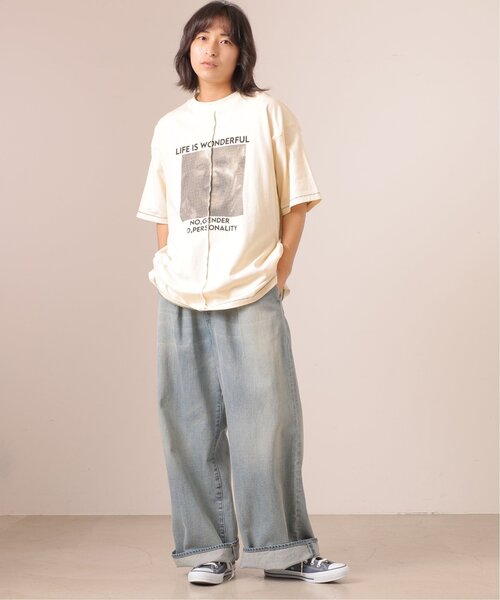 「DOUBLE NAME」 半袖Tシャツ FREE スミクロ レディース_画像2