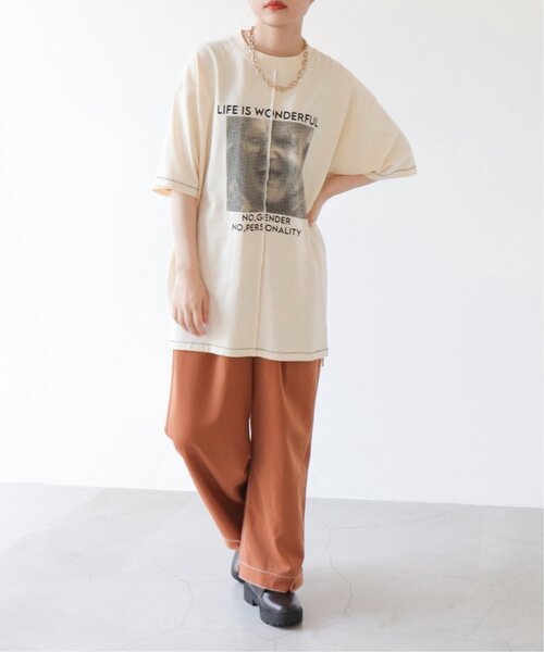 「DOUBLE NAME」 半袖Tシャツ FREE スミクロ レディース_画像3