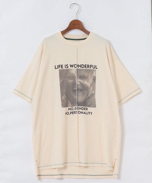 「DOUBLE NAME」 半袖Tシャツ FREE スミクロ レディース_画像5