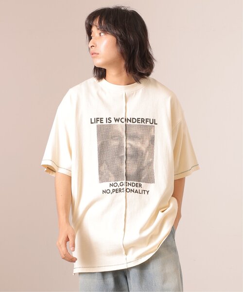 「DOUBLE NAME」 半袖Tシャツ FREE スミクロ レディース_画像9