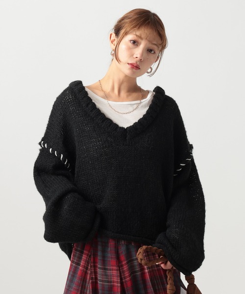 BAYFLOW（ベイフロー） ニット セーター 「WEB限定」Vネックステッチ