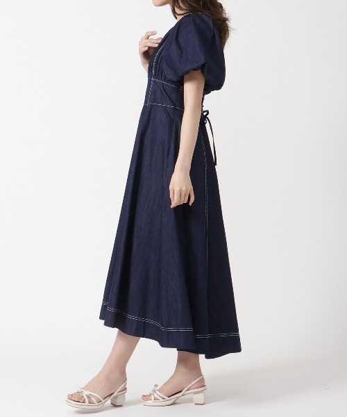 「WILLSELECTION」 半袖ワンピース MEDIUM ネイビー レディース_画像3