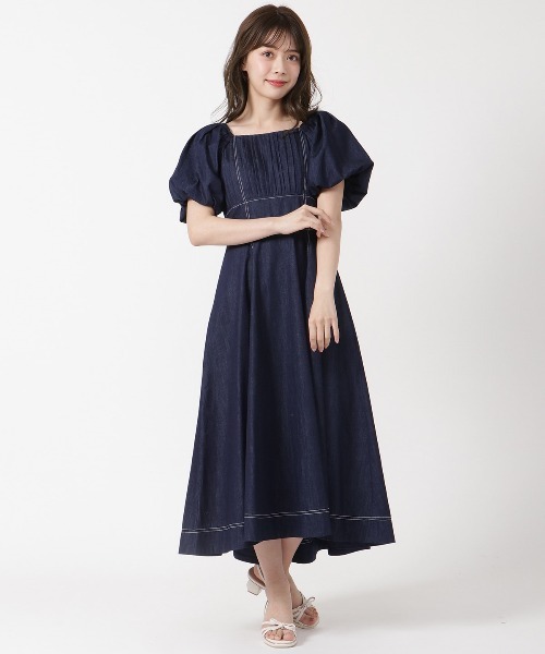 「WILLSELECTION」 半袖ワンピース MEDIUM ネイビー レディース_画像4