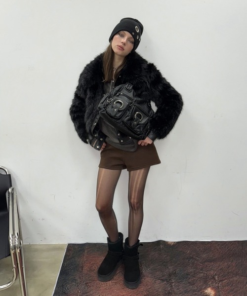 SHAGGIE（シャギー） パンツ 裏起毛タイトハイウエストショートパンツ